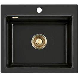 Keittiöallas Lavabo Mera 57, 575x510mm, keramiikka, mattamusta, eri pohjaventtiilin värejä