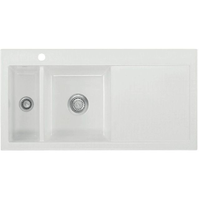 Keittiöallas Lavabo Mera 100 1½, 1000x510mm, keraaminen, valkoinen/kromi
