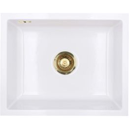 Keittiöallas Lavabo Mera 50 U, 556x441mm, keramiikka, valkoinen, eri pohjaventtiilin värejä