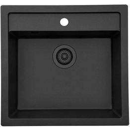 Keittiöallas Lavabo Jupiter 60, 556x526mm, komposiitti, musta, eri pohjaventtiilin värejä