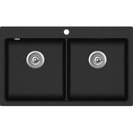 Keittiöallas Lavabo Saturn 86, 860x510mm, komposiitti, musta, eri pohjaventtiilin värejä