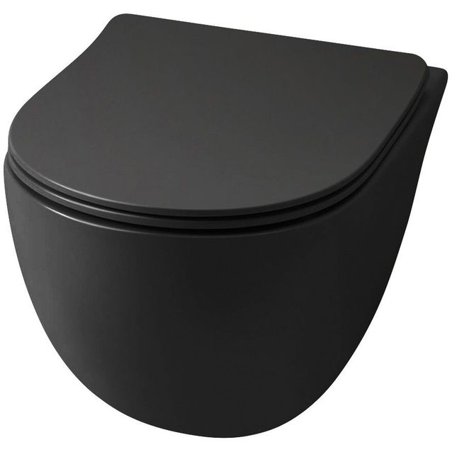 Seinä-WC-istuin Lavabo File 2.0, huuhtelukaulukseton, mattamusta