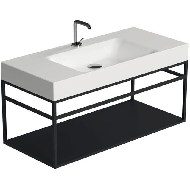 Seinäasennusteline Lavabo Cento -pesualtaalle, 100x45cm, mattamusta