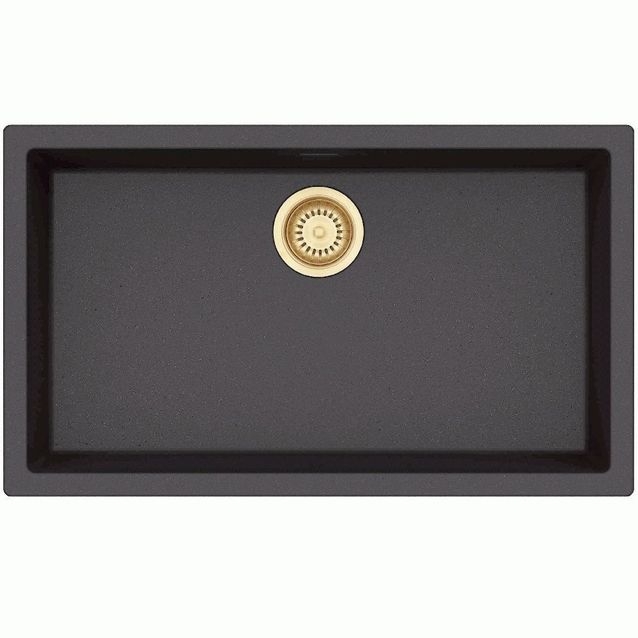 Keittiöallas Lavabo Amsterdam 72, 780x460mm, komposiitti, hopeainen musta/messinki