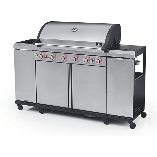 Kaasukeittiö Landmann Outdoor MaxX 6.1 Stainless Steel, 6 poltinta, sivukeitin ja lämpöhylly