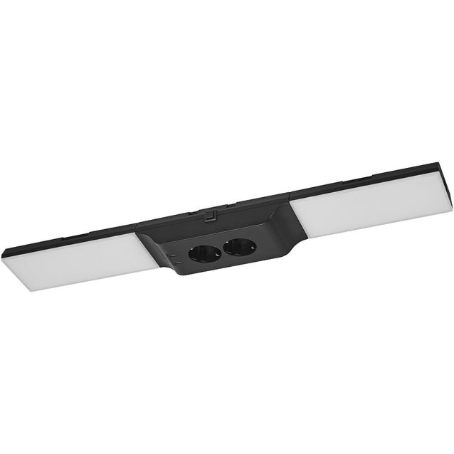 Työpistevalaisin pistorasioilla Osram Socket Flood kaapin alle 830 3000K DIM USB musta