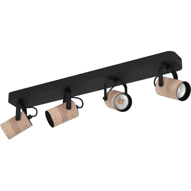 LED Spottivalaisin Eglo Cayuca 4 osainen 58x10cm musta puu