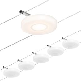 LED-Vaijerivalaisinsetti Paulmann Disc 5 valaisinta + muuntaja + vaijeri 3000K kromi