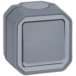 Kaksinapainen kytkin Legrand Plexo 10 A IP55 pinta kontrollivalolla, harmaa