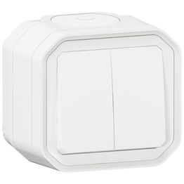 Kaksoisvaihtokytkin/-painike Legrand Plexo 10 A IP55 pinta, valkoinen