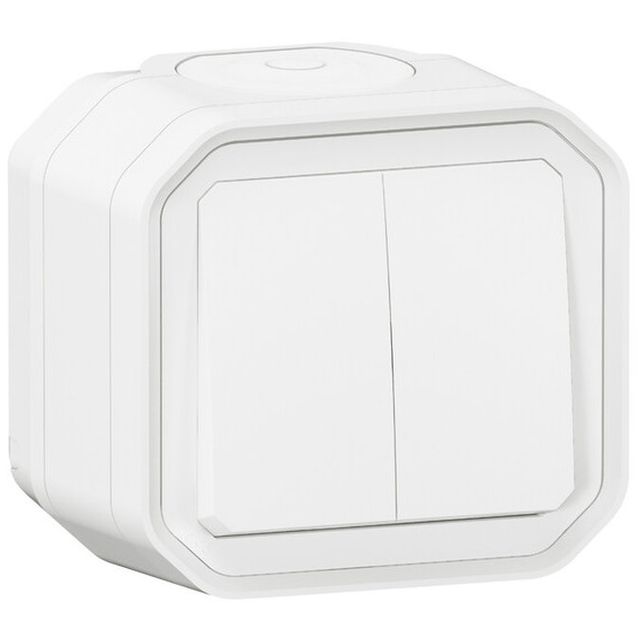 Kaksoisvaihtokytkin/-painike Legrand Plexo 10 A IP55 pinta, valkoinen