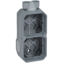 Pintakotelo Legrand Plexo 2-osainen IP55 ISO 20- ja kalvoläpivienneillä, harmaa