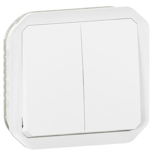 Kaksoismonitoimikytkin/-painikemekanismi Legrand Plexo 10 A IP55, valkoinen