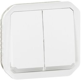 Kaksoismonitoimikytkin/-painikemekanismi Legrand Plexo 10 A IP55 merkkivalolla, valkoinen