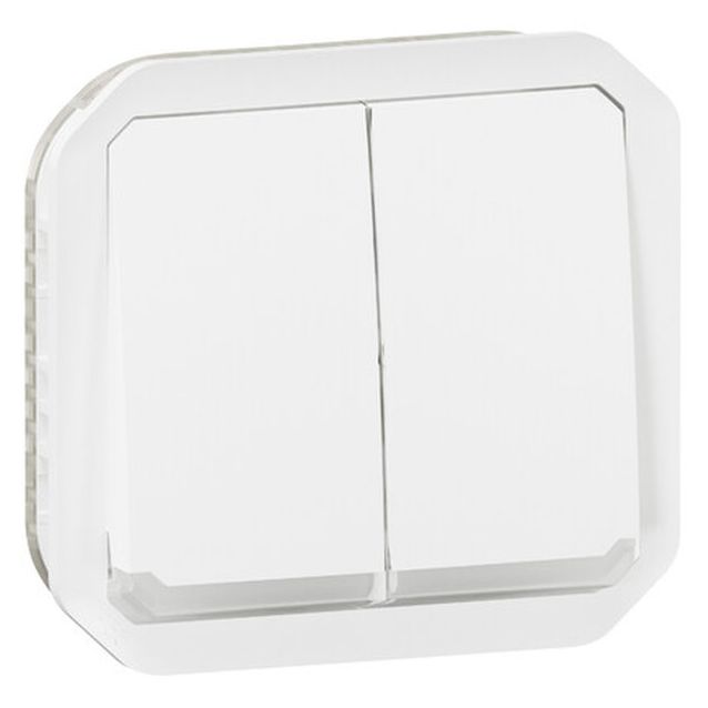 Kaksoismonitoimikytkin/-painikemekanismi Legrand Plexo 10 A IP55 merkkivalolla, valkoinen