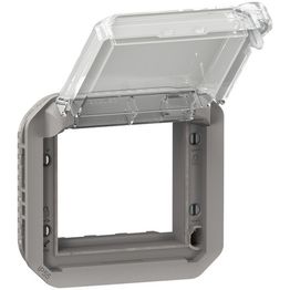 Adapteri Legrand Plexo Mosaic- ja Arteor-tuotteille IP55 uppo lukittavalla läpinäkyvällä läpällä, harmaa