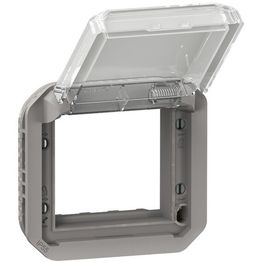 Adapteri Legrand Plexo Mosaic- ja Arteor-tuotteille IP55 uppo läpinäkyvällä läpällä, harmaa