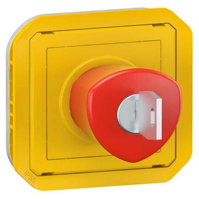 Hätäseispainikemekanismi Legrand Plexo 3 A IP55 avainpalautuksella, keltainen