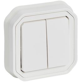 Kaksoismonitoimikytkin/-painike Legrand Plexo 10 A IP55 uppo kiinnityskynsillä, valkoinen