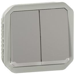 Kaksoismonitoimikytkin/-painikemekanismi Legrand Plexo 10 A IP55 merkkivalolla, harmaa