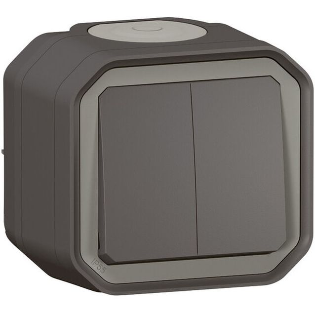Kaksoismonitoimikytkin/-painike Legrand Plexo 10 A IP55 pinta, antrasiitti