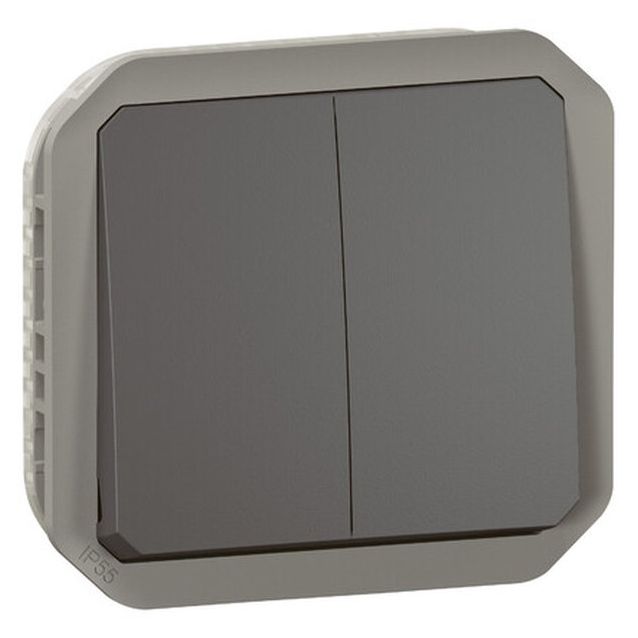 Kaksoismonitoimikytkin/-painikemekanismi Legrand Plexo 10 A IP55, antrasiitti