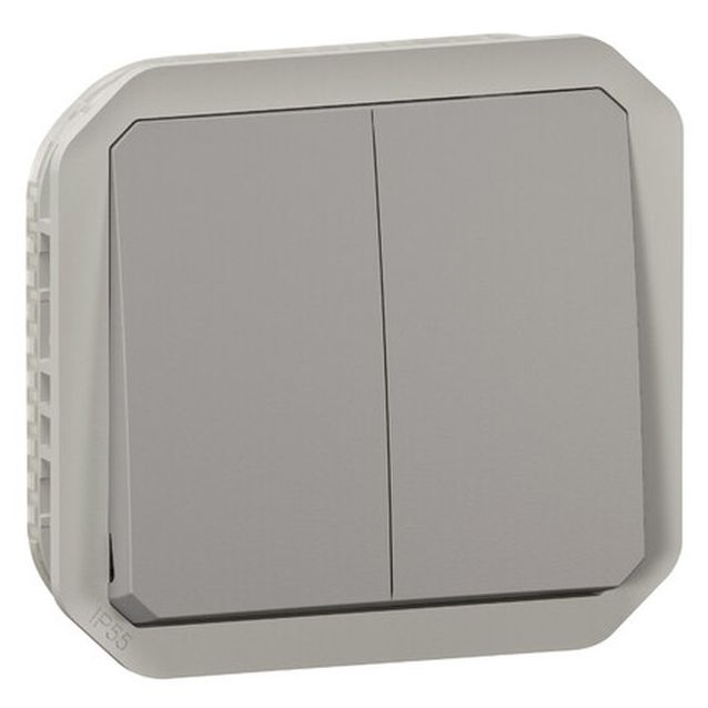 Kaksoismonitoimikytkin/-painikemekanismi Legrand Plexo 10 A IP55, harmaa