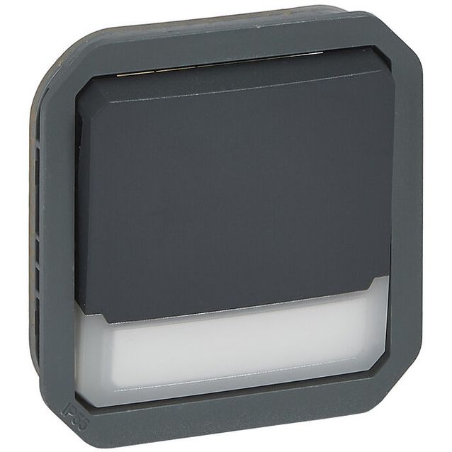 Hakuvalollinen vaihtopainikemekanismi Legrand Plexo 10 A IP55 12 V hakuvalolla, antrasiitti