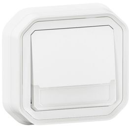 Hakuvalollinen vaihtopainike Legrand Plexo 10 A IP55 uppo kiinnityskynsillä, vaihdettava LED ja merkintäkenttä, valkoinen