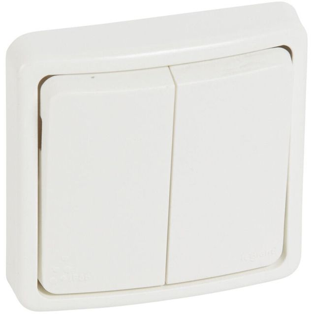 Kaksoisvaihtokytkin Legrand Plexo 66 20 A IP66 uppo, valkoinen