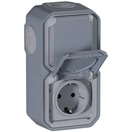 Pistorasia Legrand Plexo 2-osainen 16 A IP55 pinta, pystymalli, harmaa