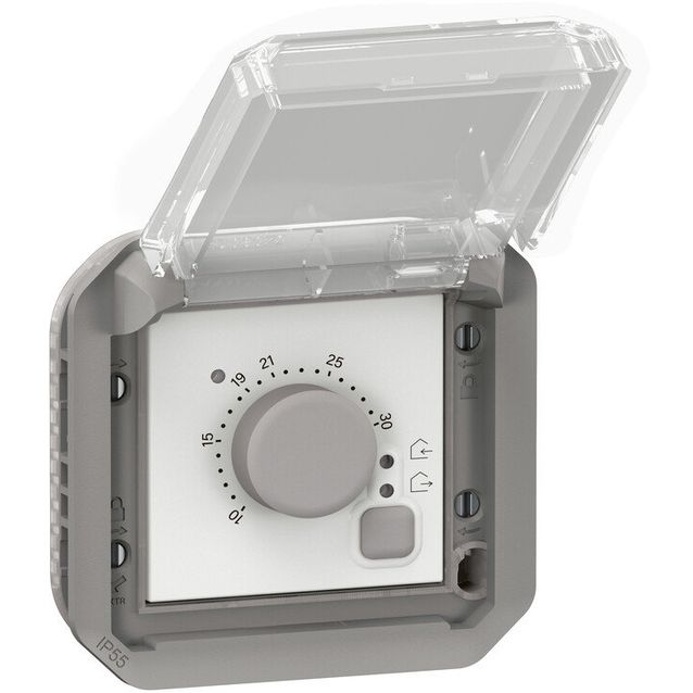 Huonetermostaattimekanismi Legrand Plexo IP55, harmaa/valkoinen