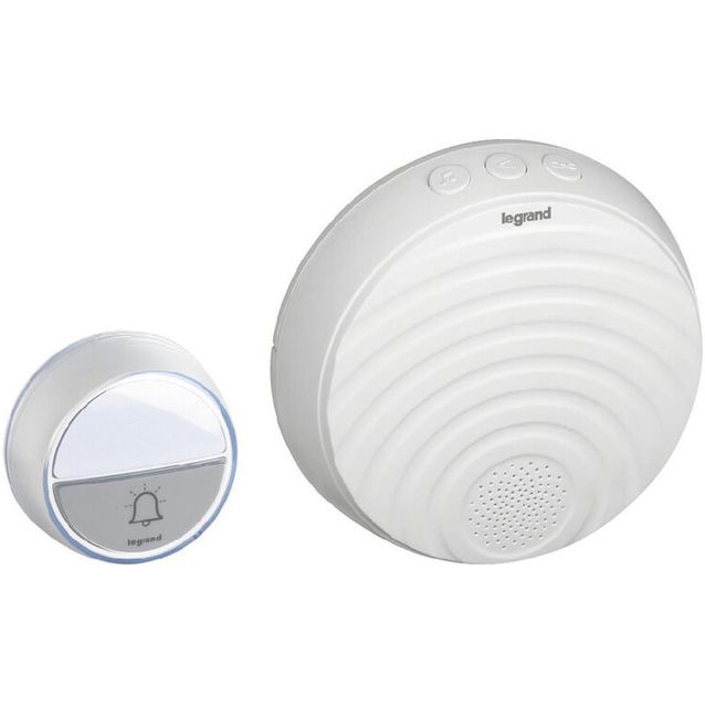 Langaton ovikello Legrand Comfort pistotulppavastaanottimella 100 m 75 dB, valkoinen