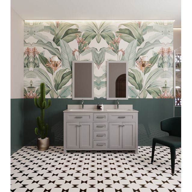 Kylpyhuoneryhmä Linento Bathroom Erie 60 Grey kaksi allasta ja peiliä