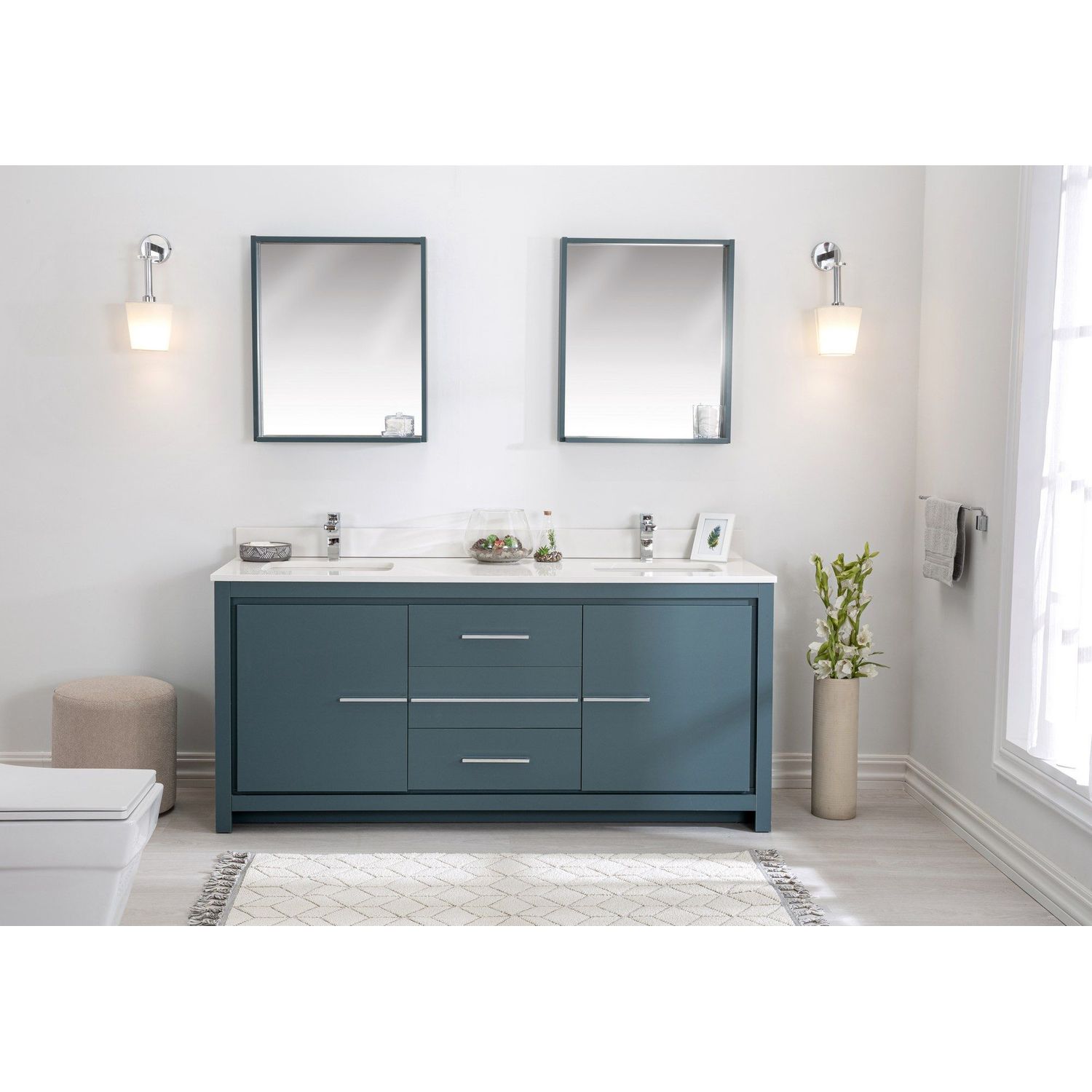 Kylpyhuoneryhmä Linento Bathroom Superior 72 Blue kaksi allasta ja peiliä