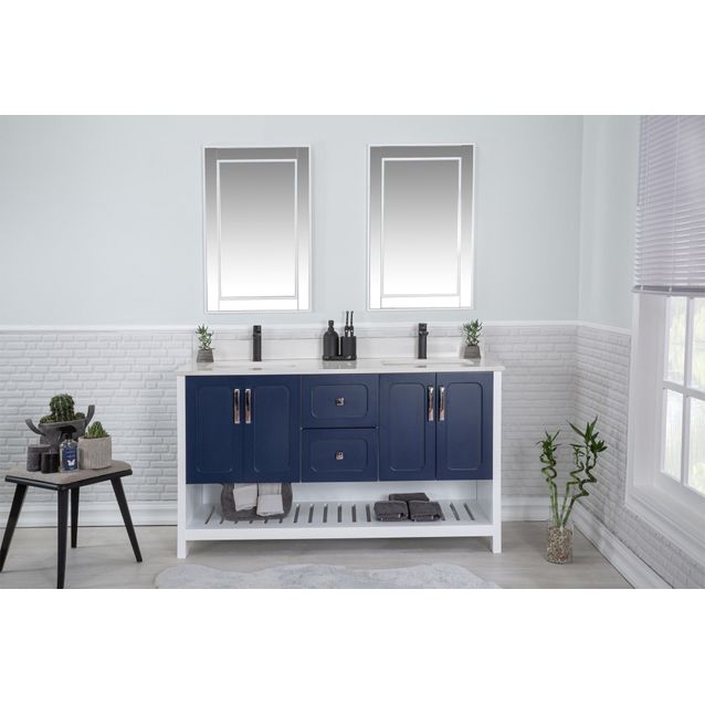 Kylpyhuoneryhmä Linento Bathroom Yampa 60 DarkBlue kaksi allasta ja peiliä