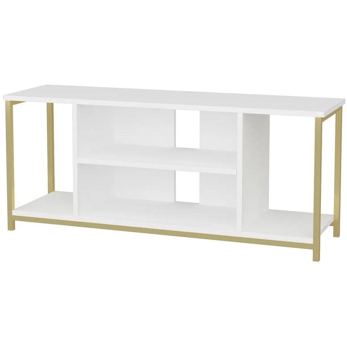 TV-taso Linento Furniture Helene, valkoinen/kulta