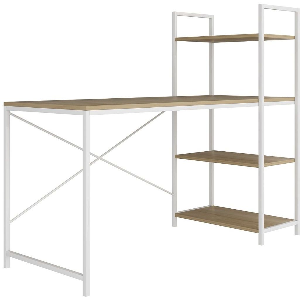 Työpöytä hyllyköllä Linento Furniture Smart, vaalea puu