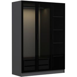 Vaatekaappi Linento Furniture Kale 2272 210x135cm antrasiitti/musta