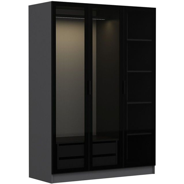 Vaatekaappi Linento Furniture Kale 2272 210x135cm antrasiitti/musta