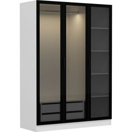 Vaatekaappi Linento Furniture Kale 2273 190x135cm valkoinen/musta