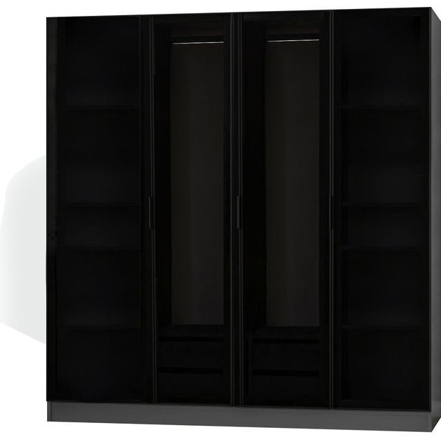 Vaatekaappi Linento Furniture Kale 6651 190x180cm antrasiitti/musta