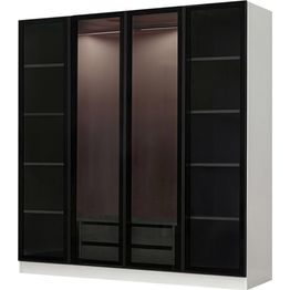 Vaatekaappi Linento Furniture Kale 6635 210x180cm valkoinen/musta