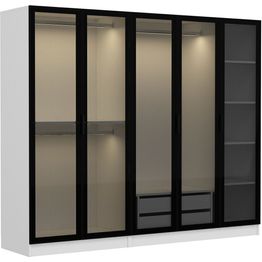 Vaatekaappi Linento Furniture Kale 6636 210x225cm valkoinen/musta