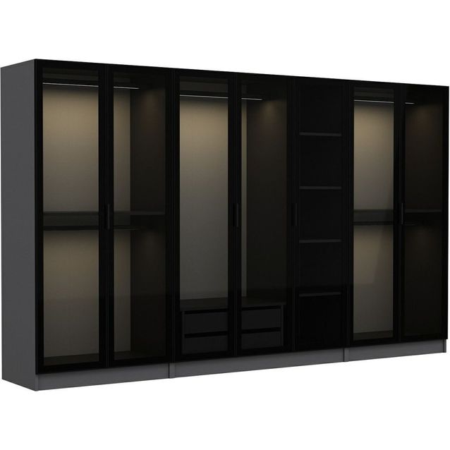 Vaatekaappi Linento Furniture Kale 6094 210x315cm antrasiitti/musta