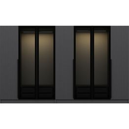 Vaatekaappi Linento Furniture Kale Plus 210x315cm 4 läpikuultavaa ovea eri värejä