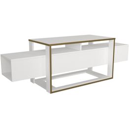 TV-taso Linento Furniture Bianco, valkoinen/kulta
