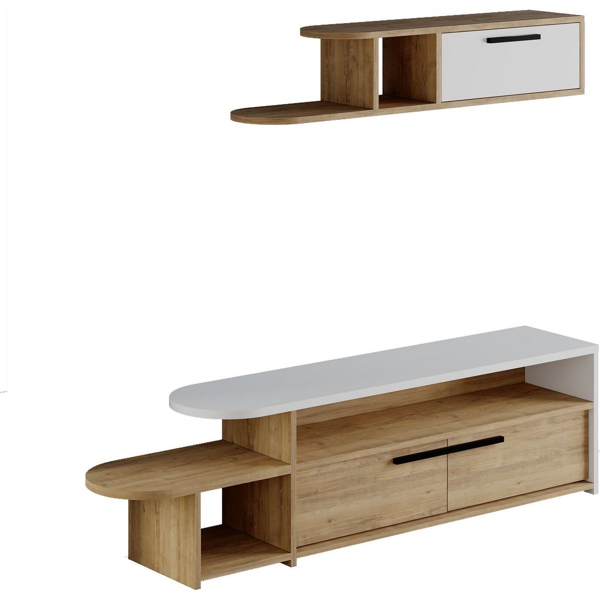 TV-kalusteryhmä Linento Furniture Lyra tammi/valkoinen