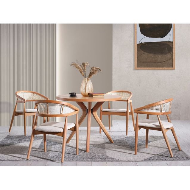 Ruokapöytä Linento Furniture Vegas, Ø100cm, ruskea