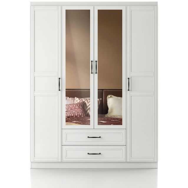 Vaatekaappi Linento Furniture Henna 1714 140x210cm valkoinen